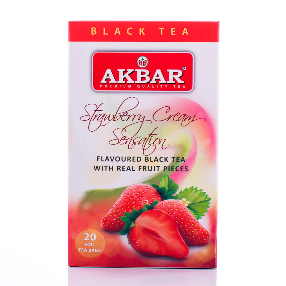 Akbar Flavoured Teas With Real Fruit Pieces 20 Foil Tea Bags (Strawberry Cream