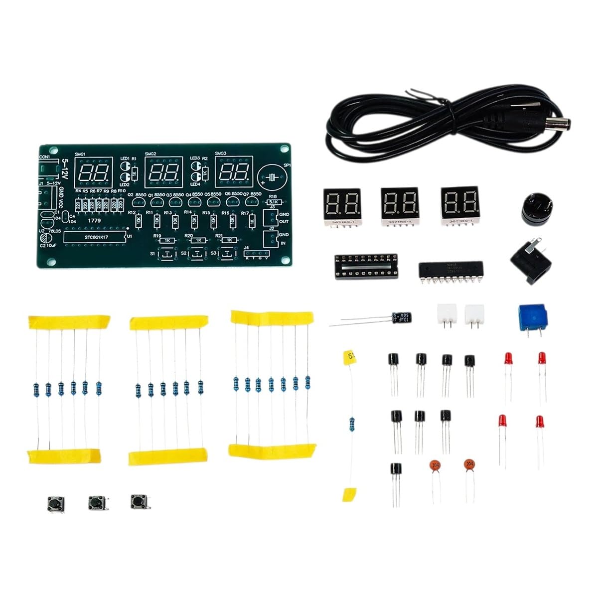 DC 5-12V DIY Digital Clock Module 6 - Digit Display Microcontroller Electronic Kit for Welding Practice Spare Part