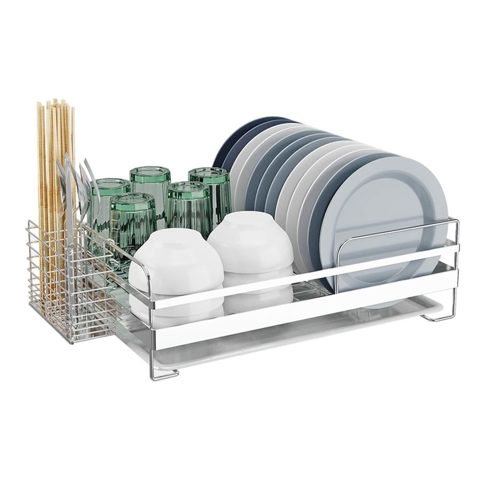 SaryEdge Dish Drainer Rack Dish Drying Rack Drainer Shelf,Stainless Steel,Dish Drying Rack Over The Sink,Single Layer Dish Drainers Silver,