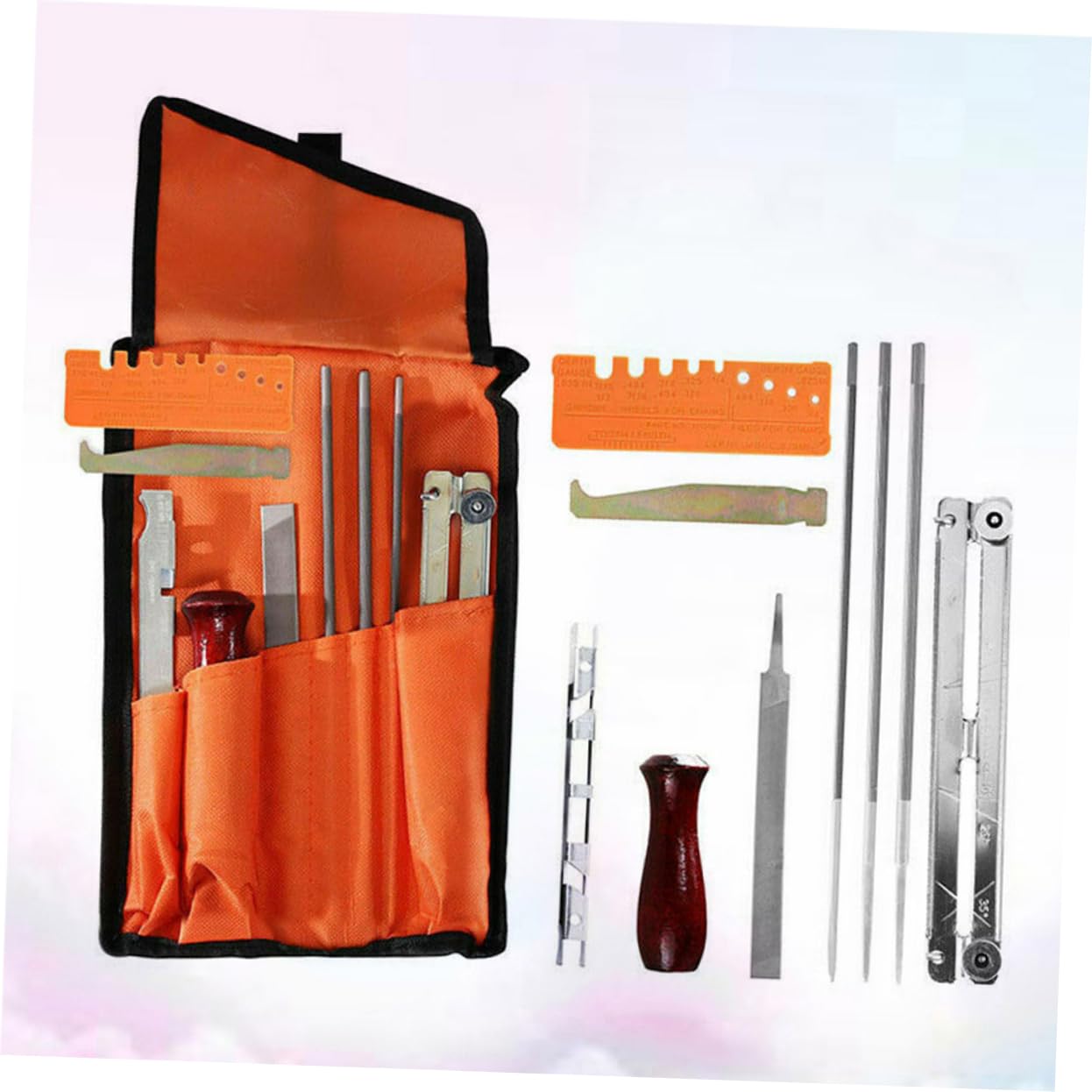 Kit di Affilatura Catena Motosega 10 Pezzi in Metallo, Resistente All'usura, Portatile, per Manutenzione Catene