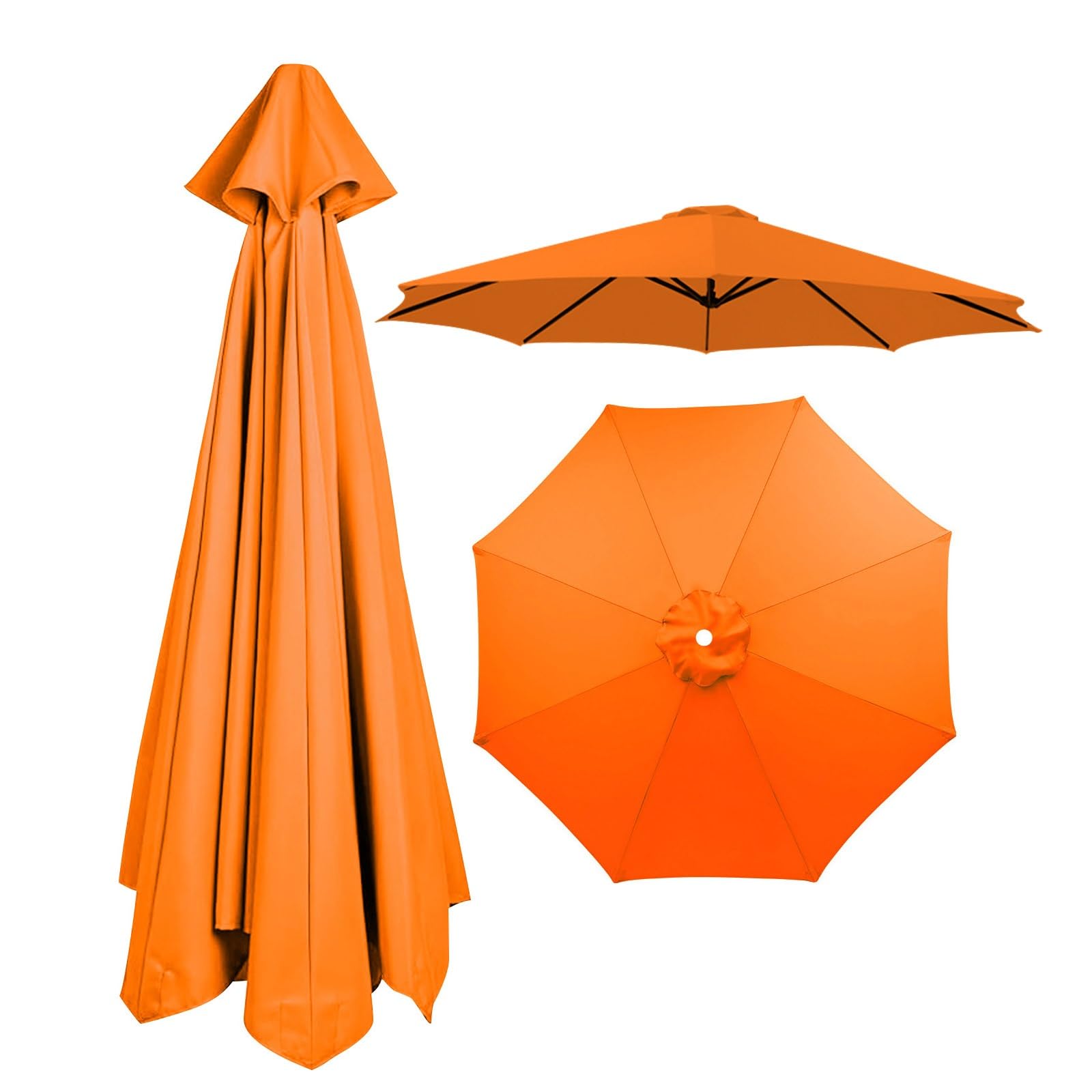 8 Ribs Umbrella Replacement Canopy, Outdoor Patio Replacement Parasol Cover UV Protective Waterproof Replacement Parasol Fabric for Garden Deck Backyard Pool(Orange,2.30m)