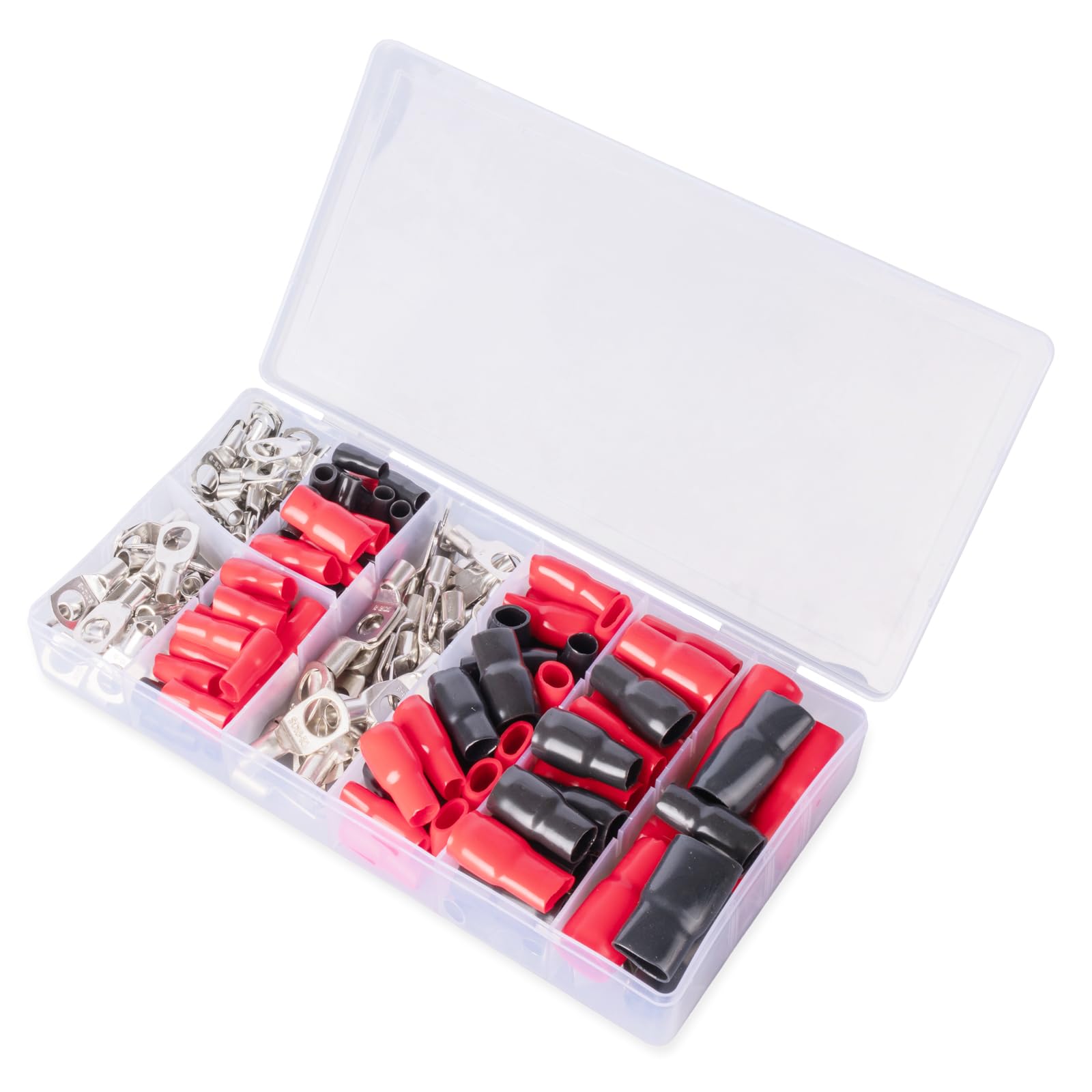 Joyelec Sc-Mix-Boxs-H 228Set Sc6/10/16/25 Mixed Packaging Tinned Copper 6.0-35Mm² Cable Lugs M8 Battery Sc Bolt Hole Ring Crimp Terminals Connectors For Electric, Auto, Boat, Car,Battery Cable Ends Lugs（In Boxed）