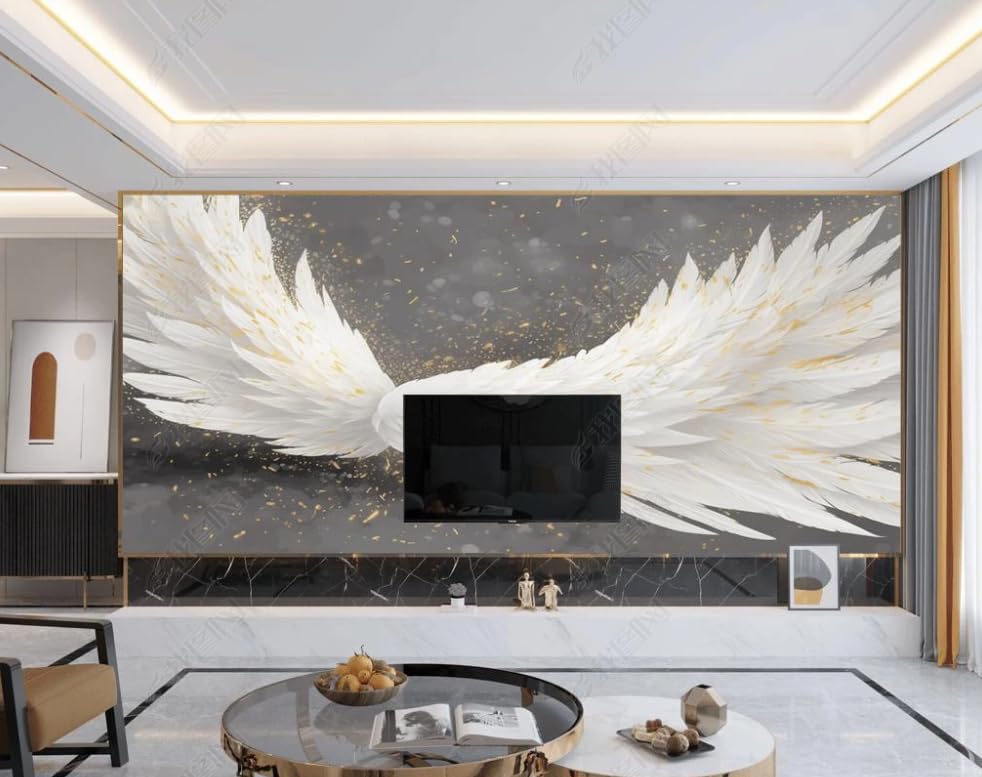 Papier peint intissé pour illuminer un mur sombre motif plumes blanches