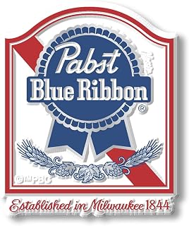 Pabst Blue Ribbon Beer Logo Magnet by Classic Magnets, 3D Rubber Vintage-Style Collectible Gifts Made in The USA, 2.4" x 2.9"