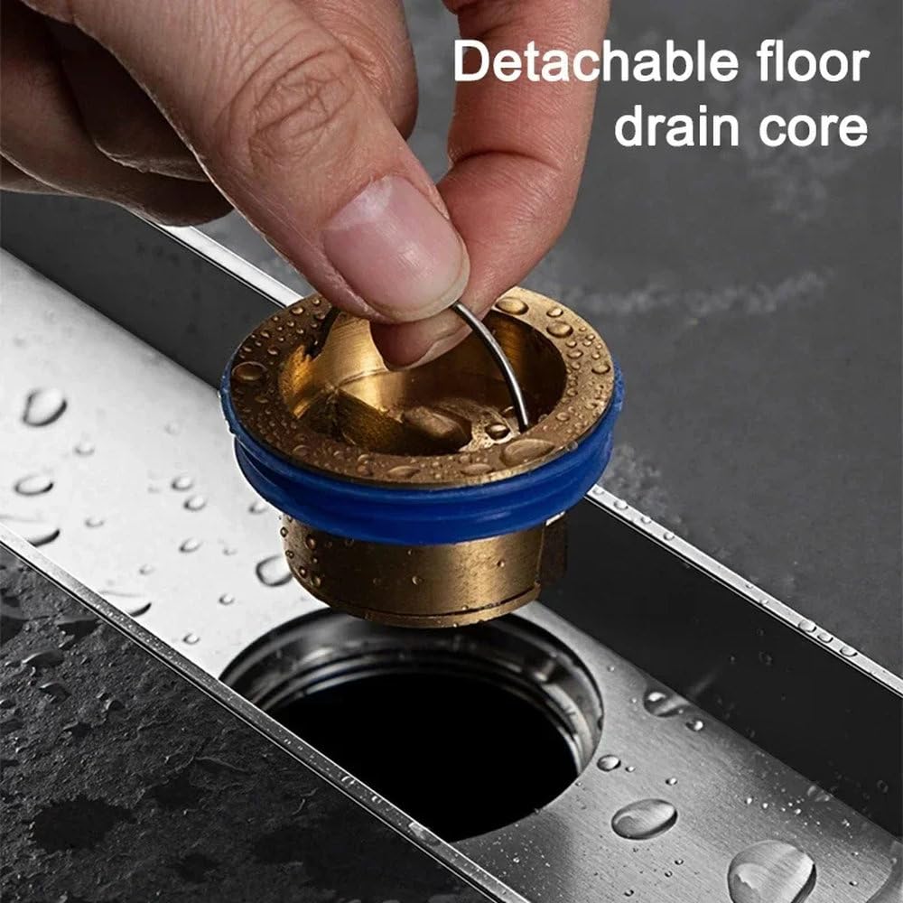Draina Solut - Scarico a pavimento lungo in acciaio inox 304, anti-odore, 80 cm, per bagno e doccia