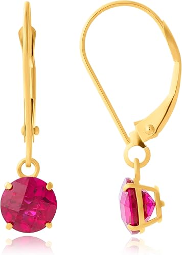 10k Yellow Gold 6mm Round Birthstone Dangle Earrings for Women with Leverbacks by MAX + STONE