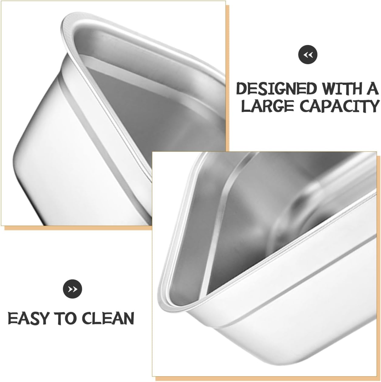 PRETYZOOM Stainless Steel Washing up Bowl, 25x25x10cm Square Dish Tub, Portable Washing Basin for Sink, Dishpans for Home Kitchen, RV image 2