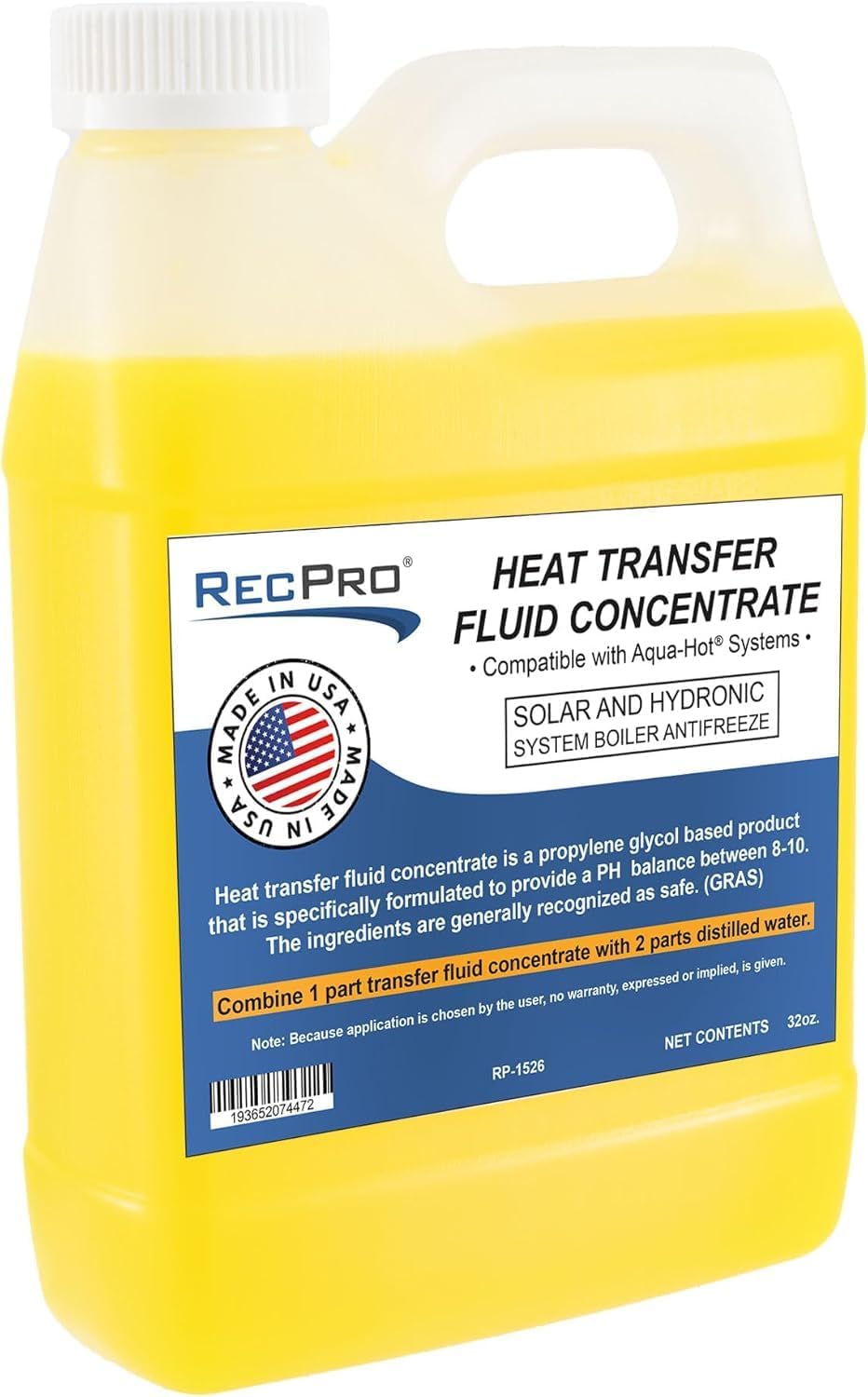 RecPro RV Heat Transfer Fluid Super Concentrate | Solar and Hydronic System Antifreeze for Aqua Hot Heating Systems | Non-Toxic (1)