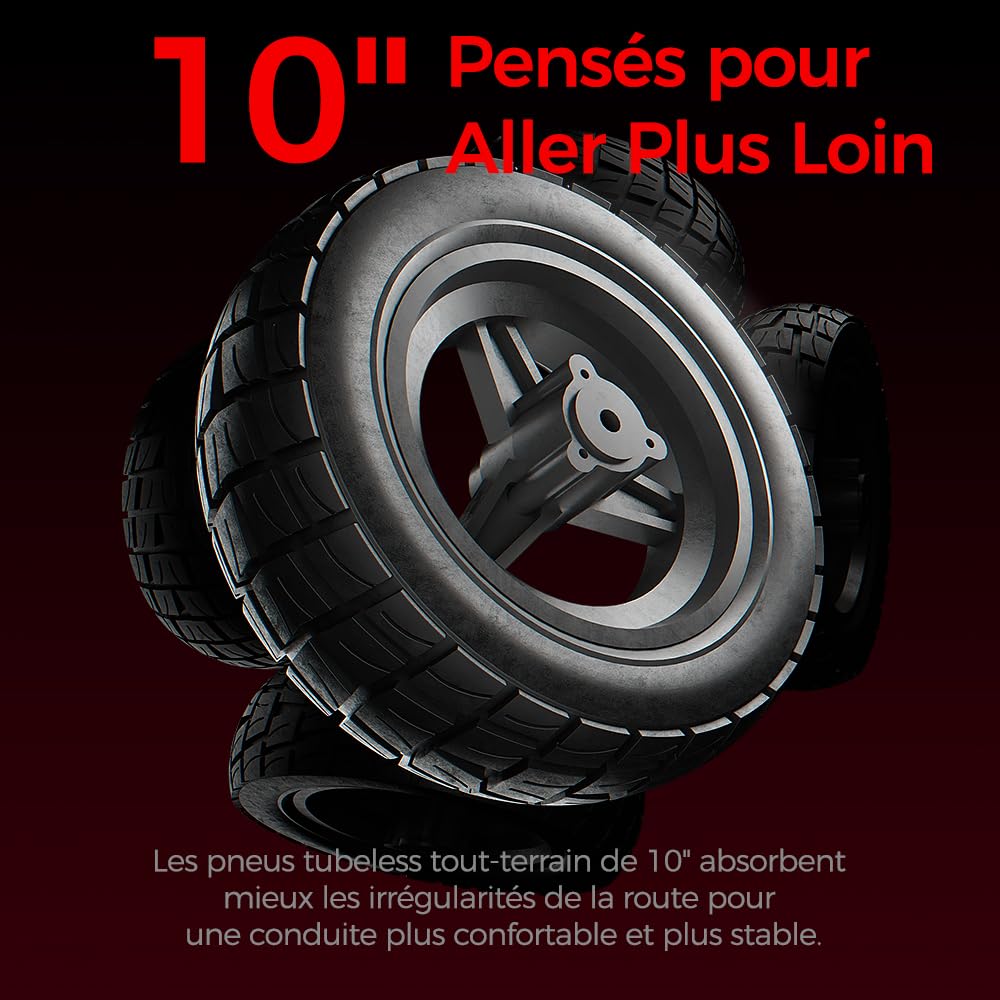iScooter Trottinette Électrique Tout Terrain 800W,Batterie 48V 15,6Ah,Jusqu'à 50 km d'Autonomie,Pneus Tubeless Off-Road 10",Double Suspension,Clignotants,Application Bluetooth,Charge Max 150 kg