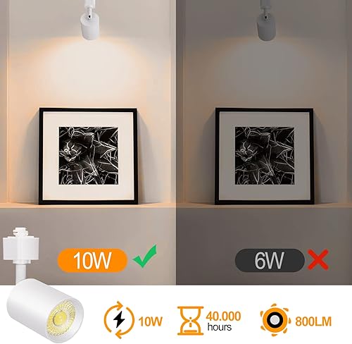 Miniatura 4 de VANoopee Paquete de 12 cabezales de iluminación LED regulables de 10 W, tipo H, accesorios de repuesto de luz de riel brillante 4000 K, foco de