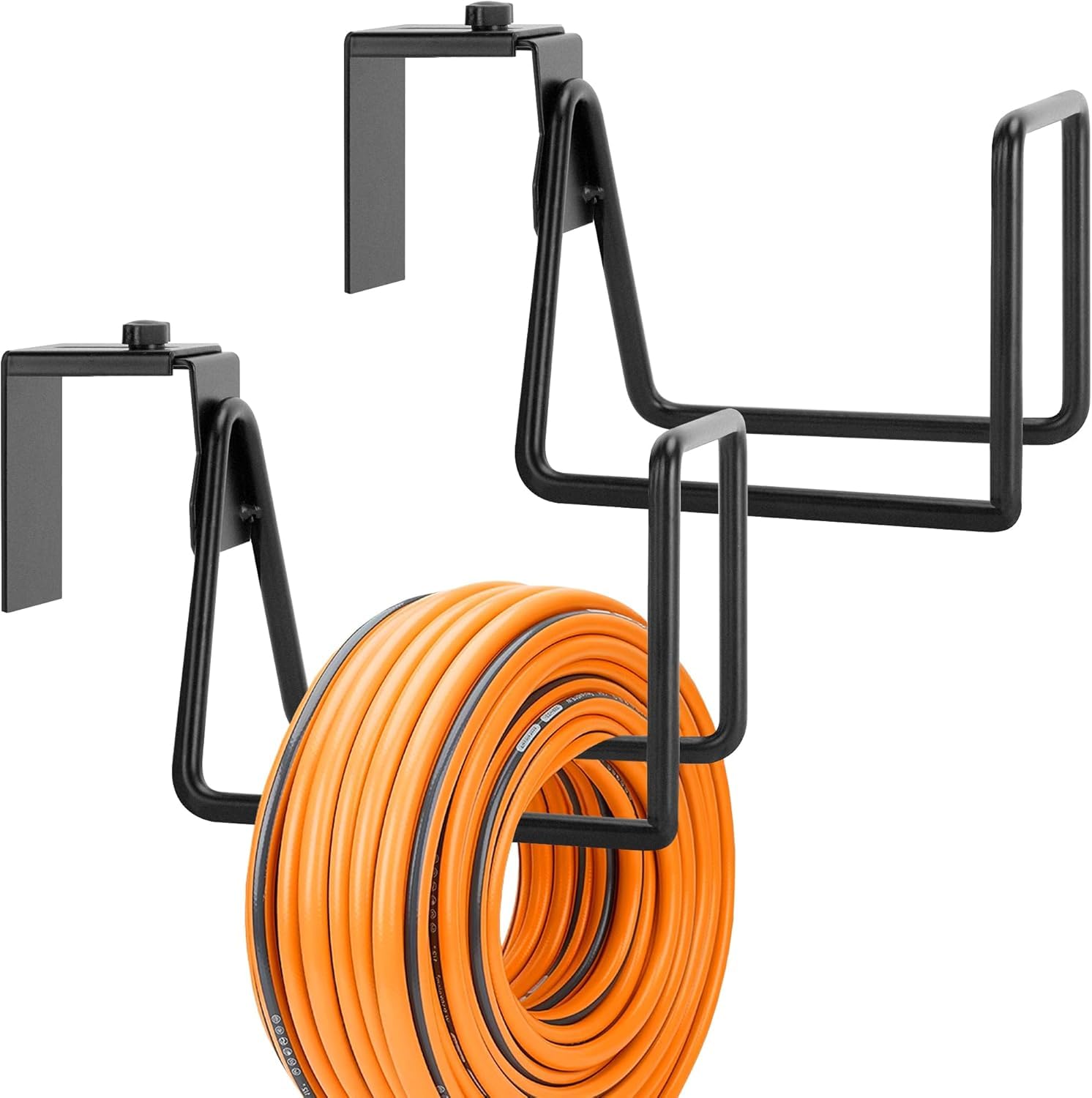 Lot de 2 supports de tuyau d'arrosage en métal - Support mural robuste pour montage mural - Enrouleur de tuyau réglable pour tuyaux d'eau - Rallonge de rangement