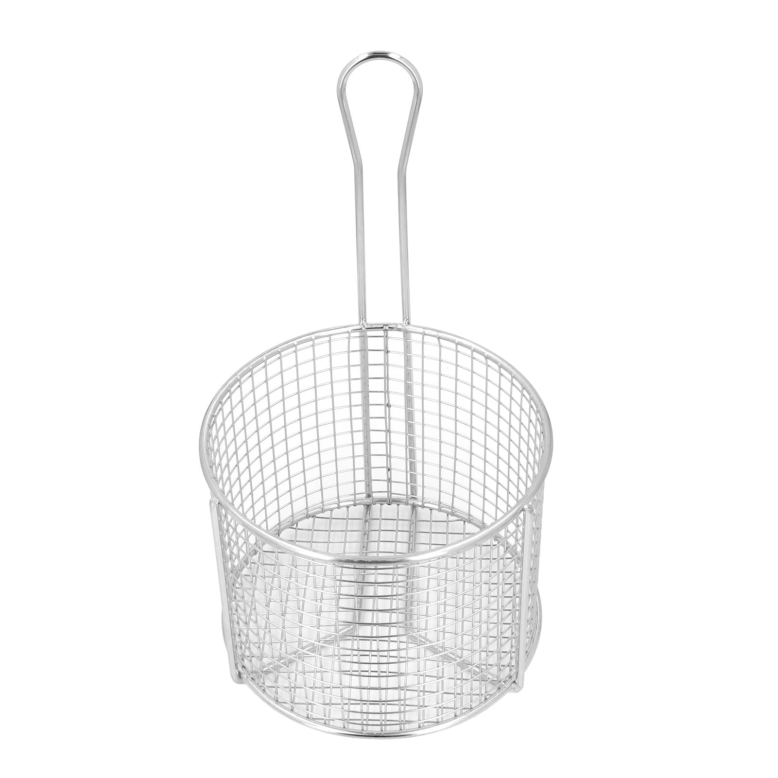 Cryfokt Cesta para Freír Redonda de Acero Inoxidable Precisa, Segura y Resistente para Freír y Servir Alimentos, con Asa para Utensilios de Cocina Domésticos (Malla escasa)