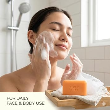 Papaya + Kojic Acid Cloud Soap 80g x 3 Bars – Brightening Facial & Body Soap with Papaya Extract, Kojic Acid, Tranexamic Acid, Niacinamide, Hyaluronic Acid & Aloe Vera
