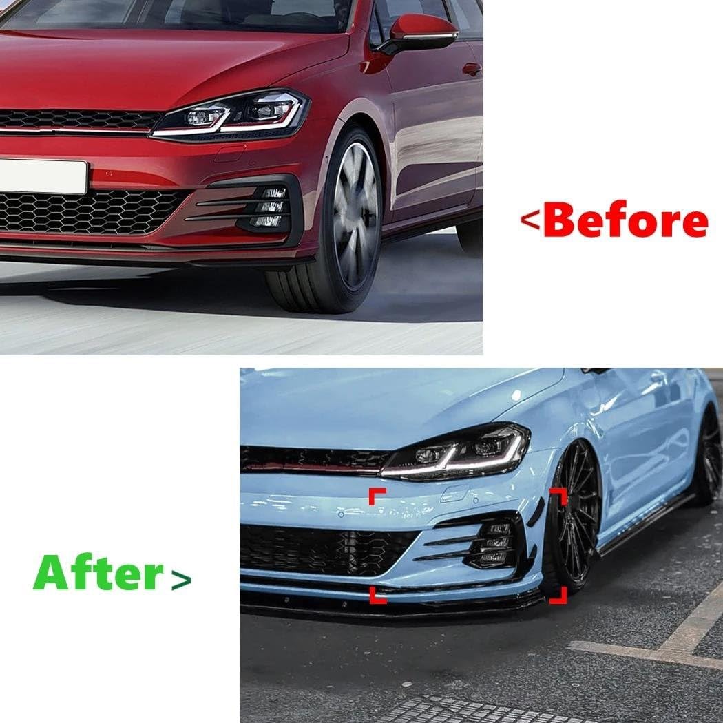 Lame Latérale De Pare-Chocs Avant avec Aérateur pour VW pour Golf 7.5 GTI GTD 2017 2018 2019(Glossy Black)