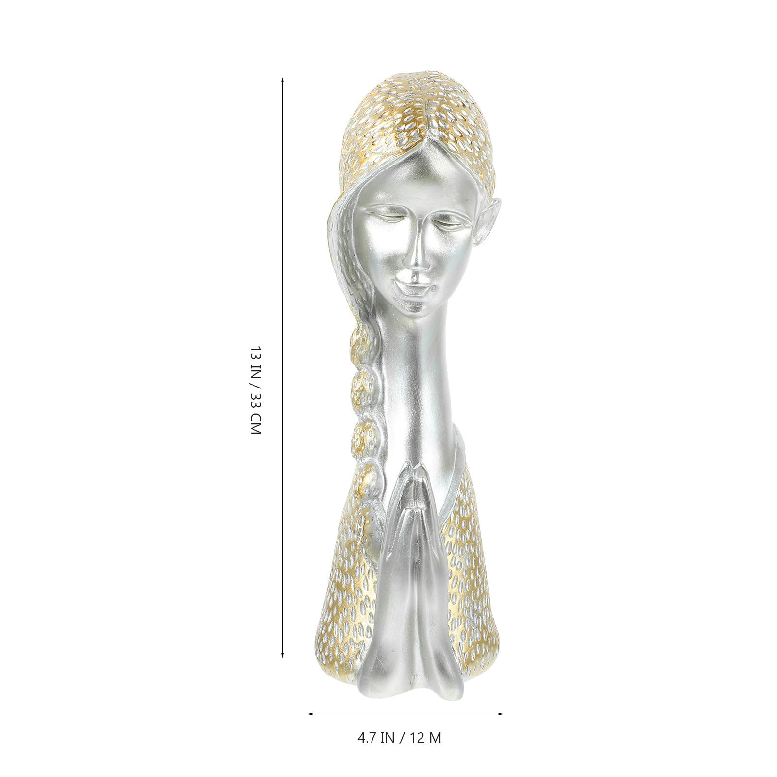 ULTECHNOVO Busto Decorativo de Niña Nórdica de Resina Dorada para Hogar