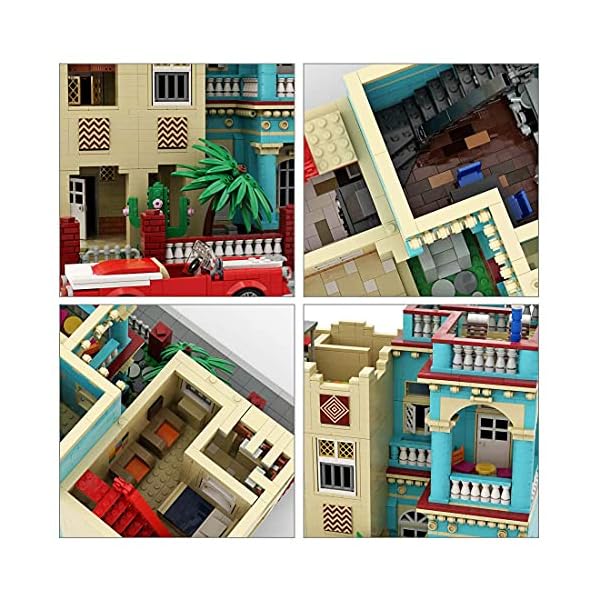 qeryuyh Kuba Havanna Haus Architektur Sets 2906 Stück Modulare Hausbausteine ​​Modellbausatz Kompatibel mit Lego – Bild 7