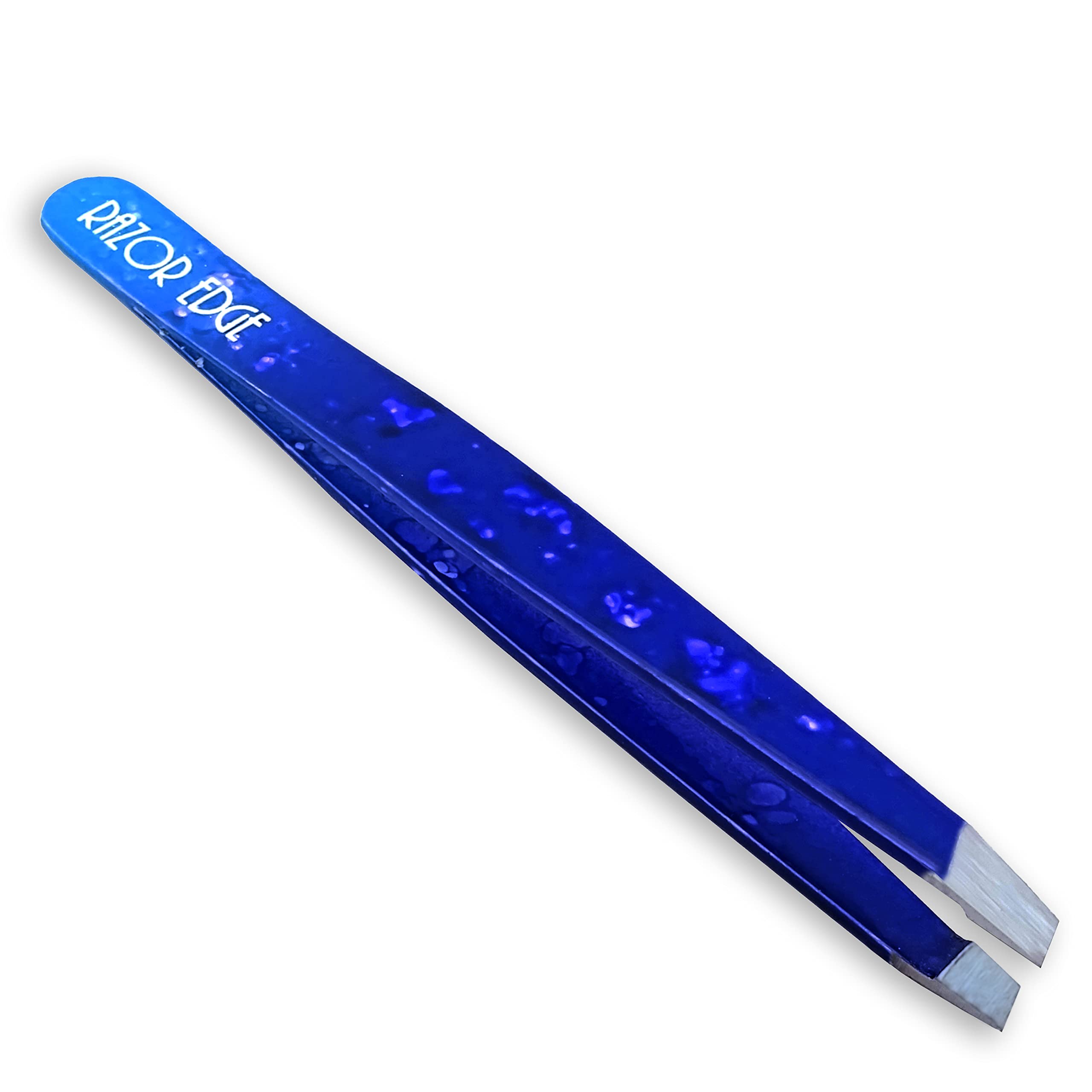 Razor Edge Men's Blue Eyebrow Tweezers Ingrown Facial Hair Chin Nose Hair 9.5Cm Plucking Tweezers Light Weight (Blue)