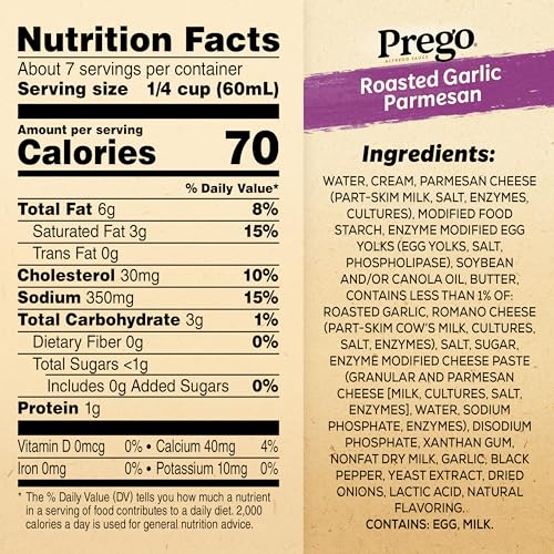 Image of Prego Alfredo Sauce with Roasted Garlic and Parmesan Cheese, 14.5 oz Jar (Case of 12)
