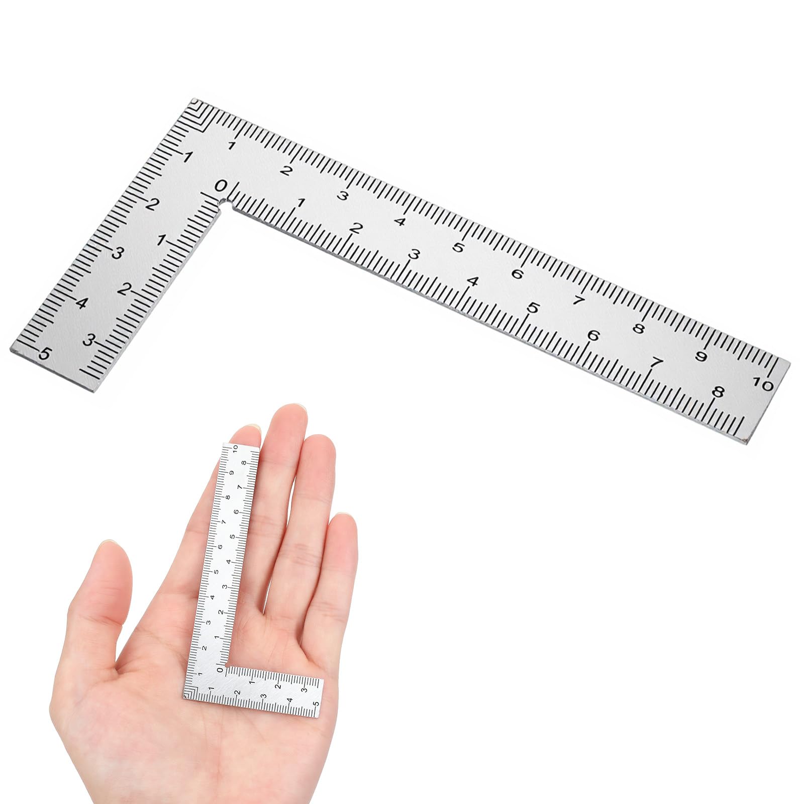 2 PCS Right Angle Rulers L Shaped Steel Ruler, 5cm by 10cm Metal Rulers 90 Degree Angle Framing Square Ruler for Carpenters Engineers Architects Framing Measuring Tools