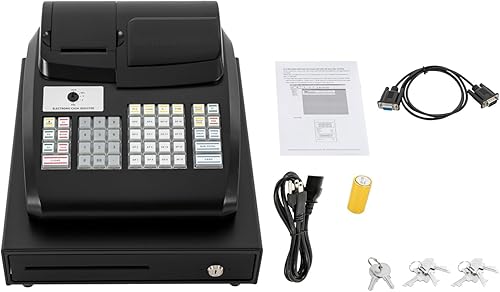 Miniatura 8 de Caja registradora electrónica comercial de 47 llaves, sistema de gestión de efectivo, caja registradora con pantalla LED, cabezal de impresión