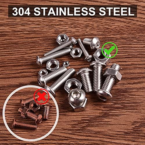 Loscrew 990Pcs M2 M3 M4 M5 M6 304 Stainless Steel Hex Socket Button, Machine Screw Nut and Bolt Assortment Kit + Hex Wrenches Wrench(5PCS)