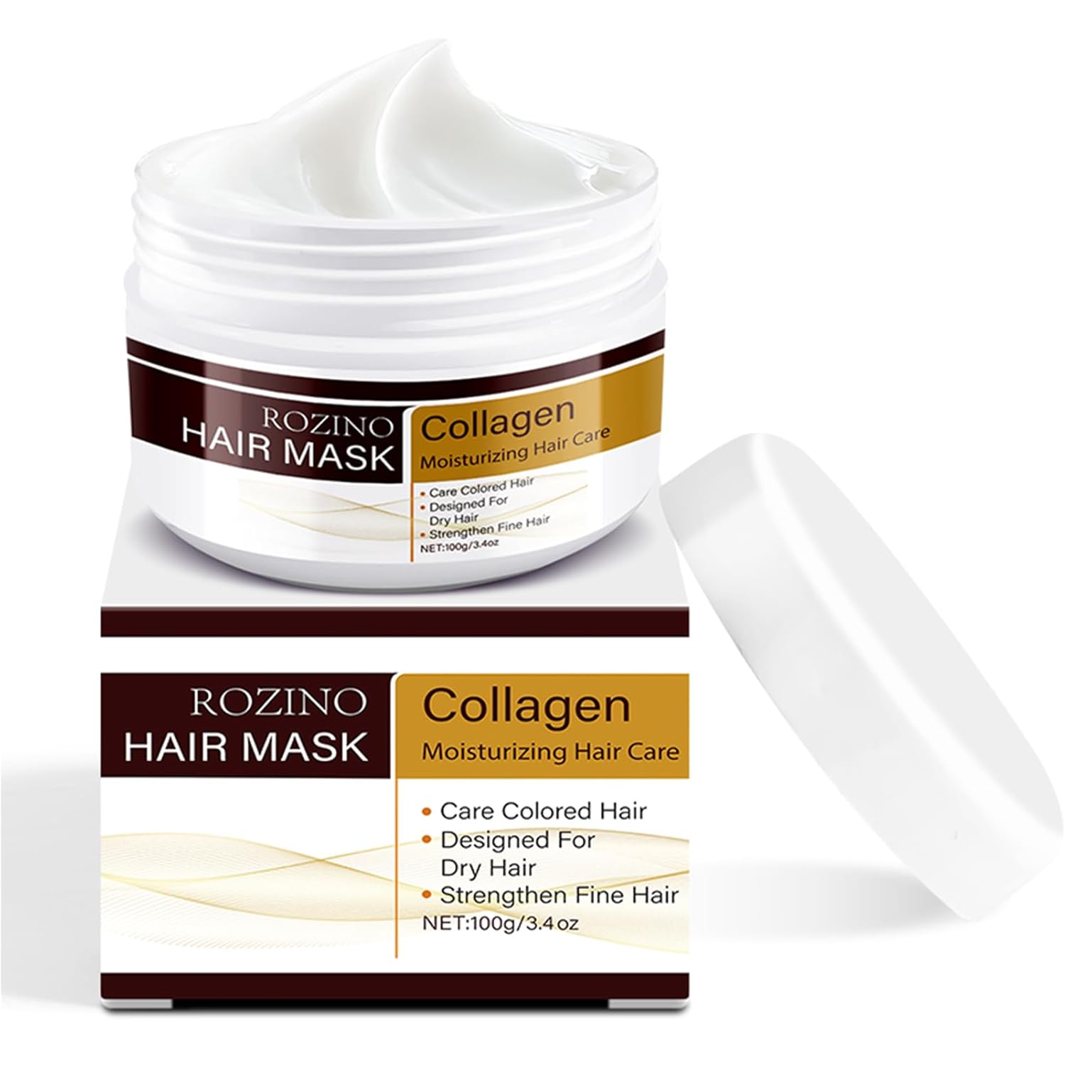 Collagen Hair Mask for Color Treated & Dry Hair – Strengthening Deep Conditioner with Keratin, Peppermint & Rosemary Oil – Hydrating Repair Treatment for Fine Hair (WHITE)