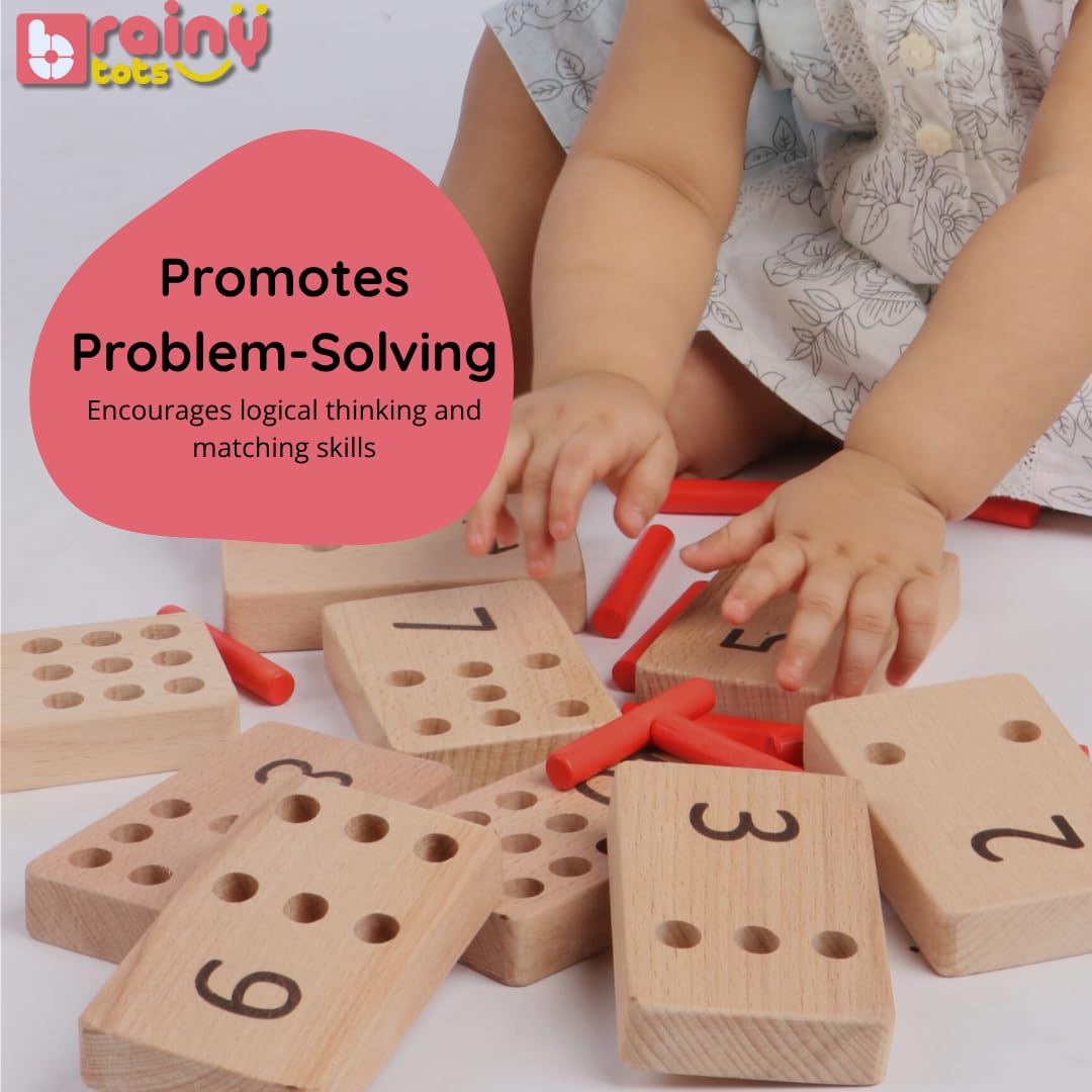 BrainyTots Pegs for Numbers Peg Board | Set of 10 Pegs | for Kids 1, 2, 3 Years Old 3