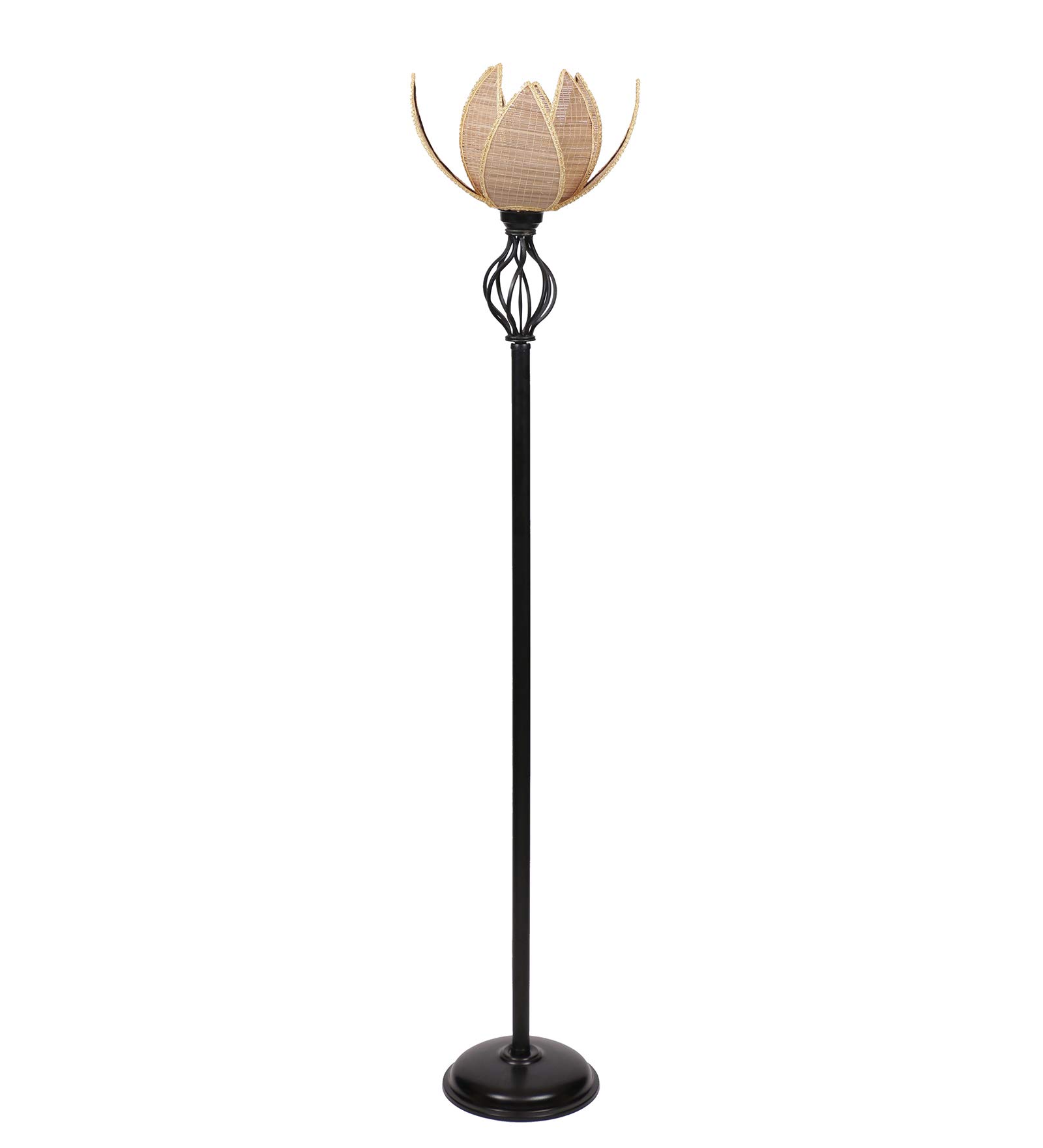 Devansh Natural Hand Made Rose Bamboo Basket Fashionable Iron Floor Lamp (Bamboo) 3