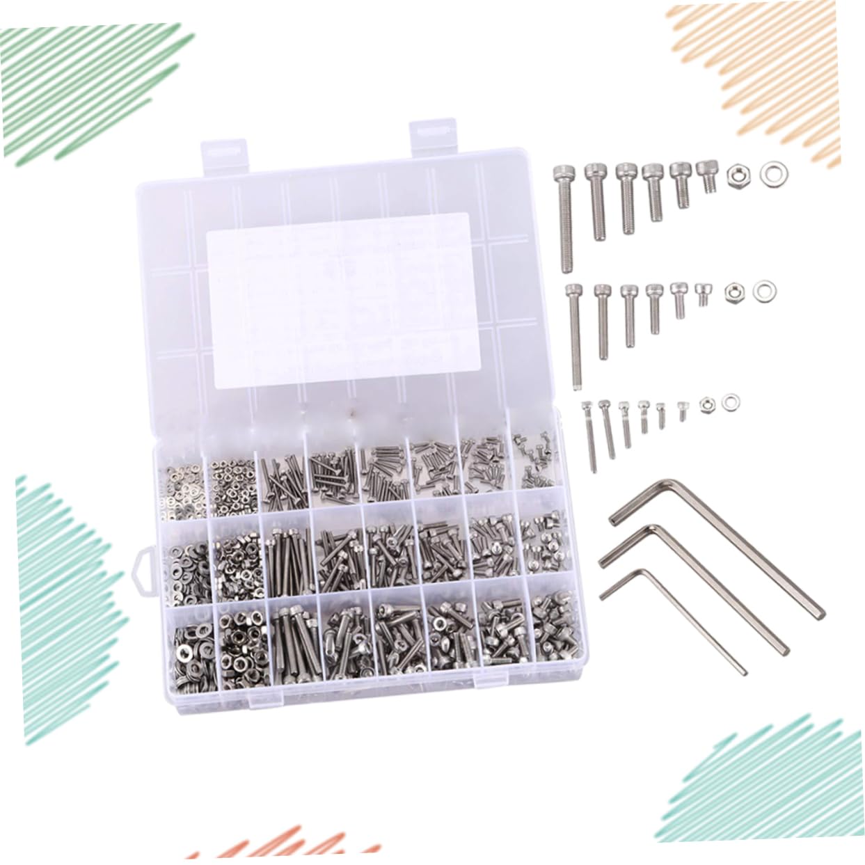 GARVALON 1080pcs Stainless Steel Bolt and Nut Set Metric Screws and Bolts Assortment Socket Head Screws Kit