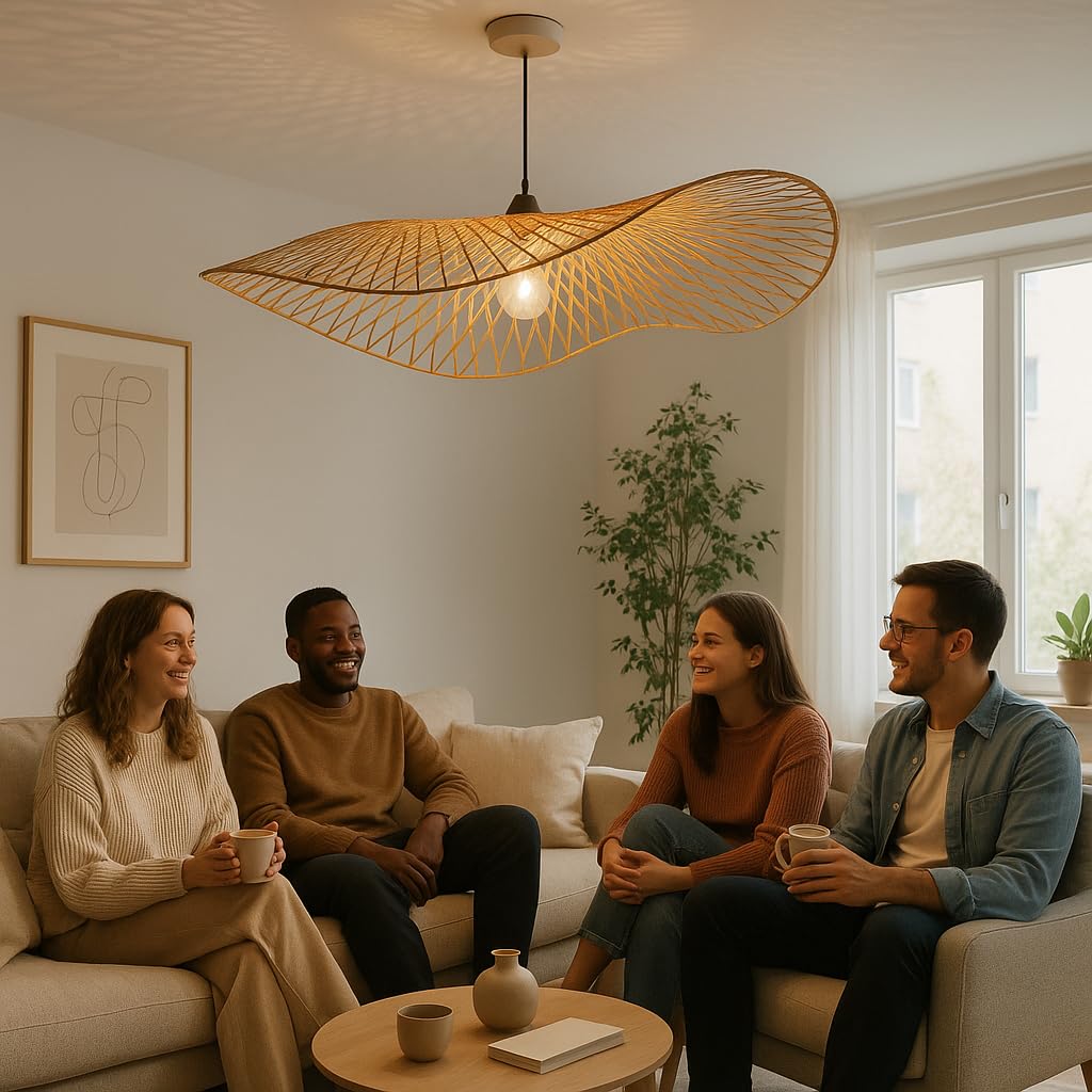 Cgc Lighting Bamboo X Large Indoor Ceiling Lamp Shade Hand Made Bamboo Easy Fit Non Electrical (X Large)