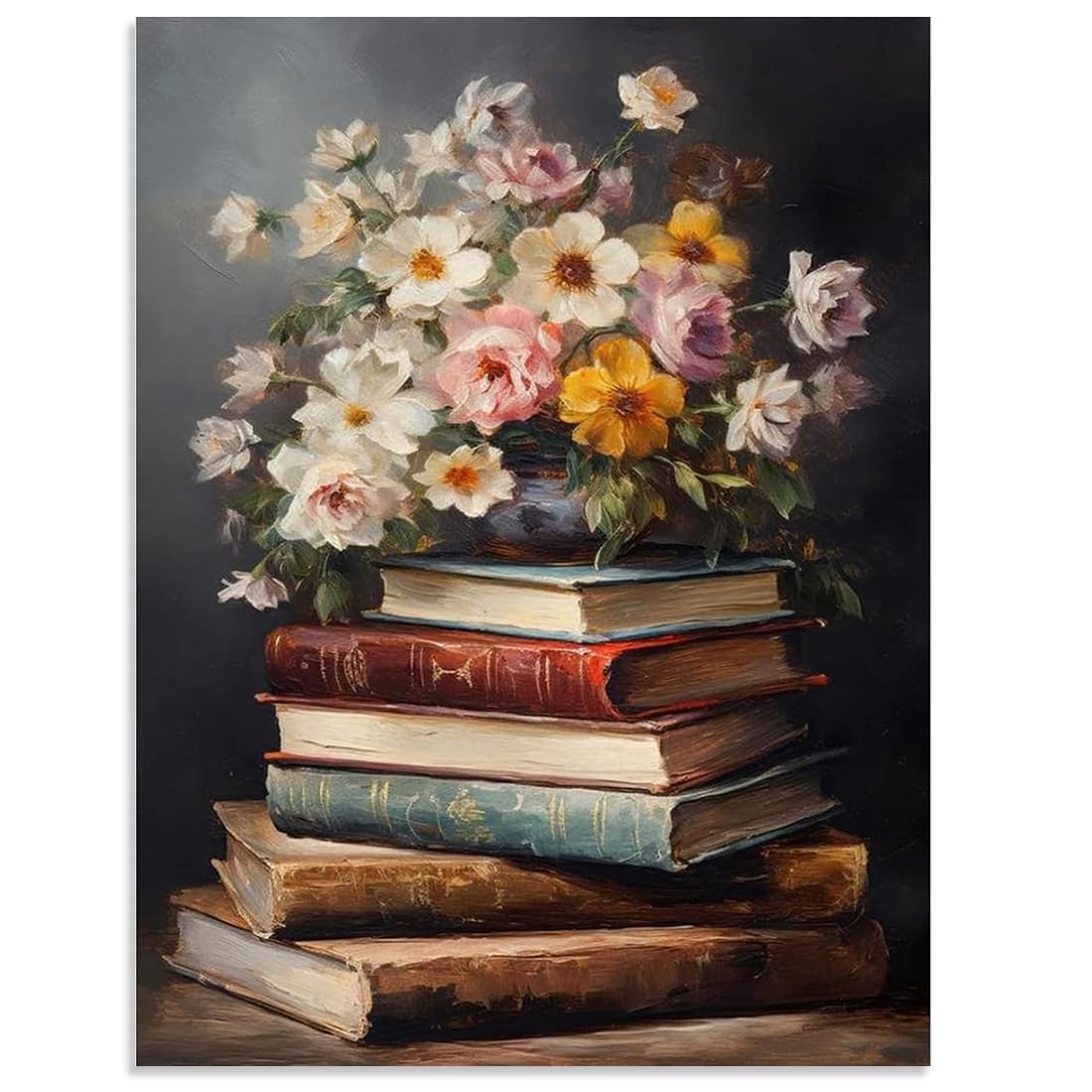 Stamped Cross Stitch Kits for Adults - Book Flower Embroidery Kits for Beginners Adults,11 CT Patterns Dimensions Counted Cross Stitch Kits for Adults Arts Craft 12x16 inch