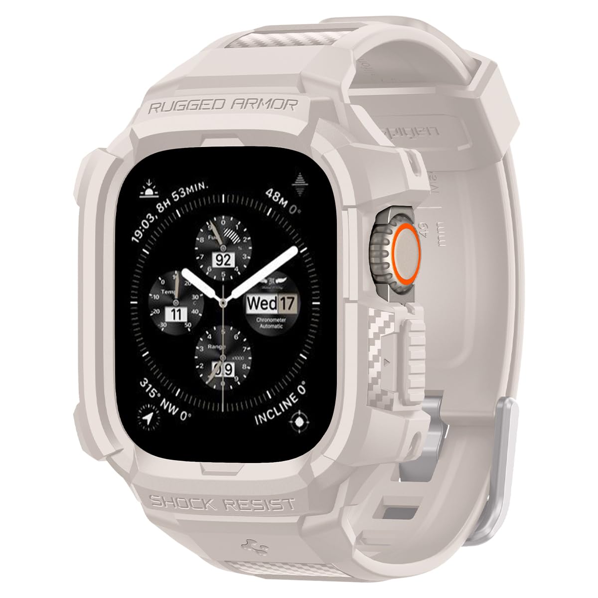 Spigen Rugged Armor Pro Case with Strap Band Compatible with Apple Watch Ultra 2 49mm and Apple Watch Ultra 49mm