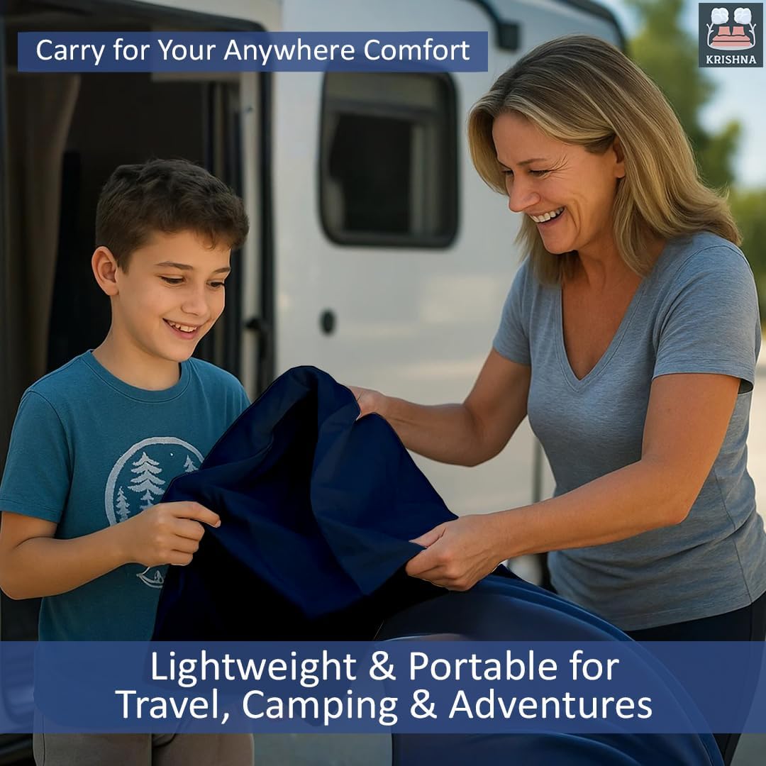 KRISHNA 4 Piece Cot Sheet 30” x 75” for Narrow Twin, Camping, Rv Bunk, Guest Bed Soft & Breatheable 100% Egyptian Cotton Bedding Set fits Up to 9” Deep Pocket Trifold Mattress, Navy Blue