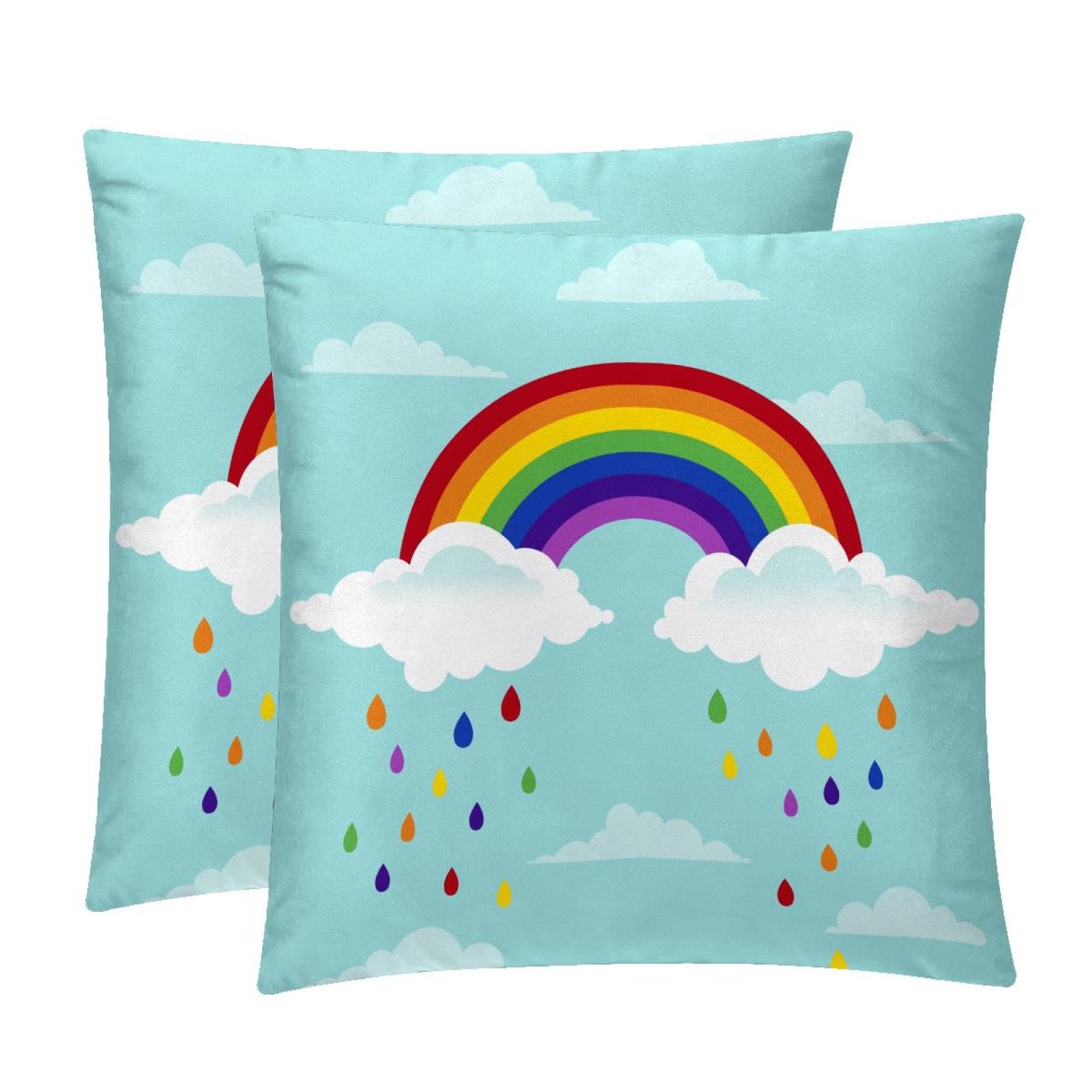 TDGKPZ Rainbow Throw Pillow Cases 2 Pack Pillowcases Zipper Cushion Covers For Bedroom Living Room 50x50cm