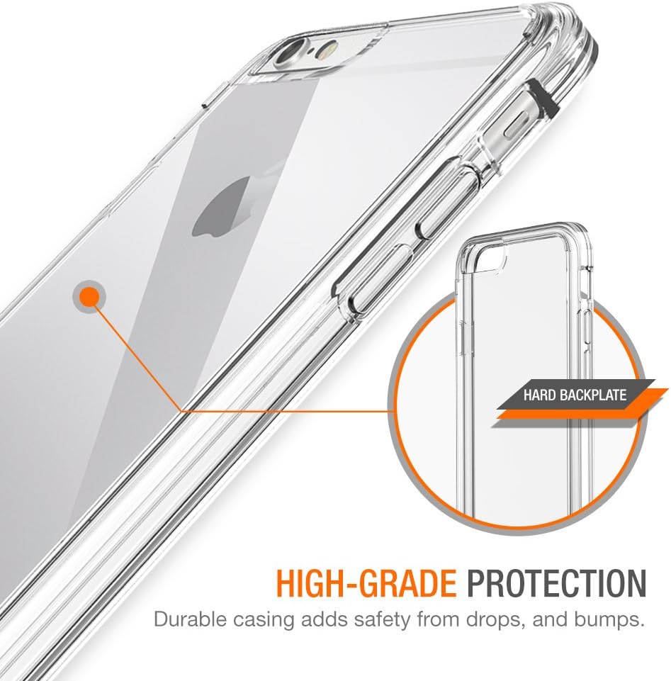 Trianium iPhone 6S Case, [Clear Cushion] Premium Clear Case Hard Back Panel + TPU Bumper for Apple iPhone 6 (2014) / iPhone 6s (2015) - Shock Absorbing + Scratch Resistant Frame Cover Case - Clear