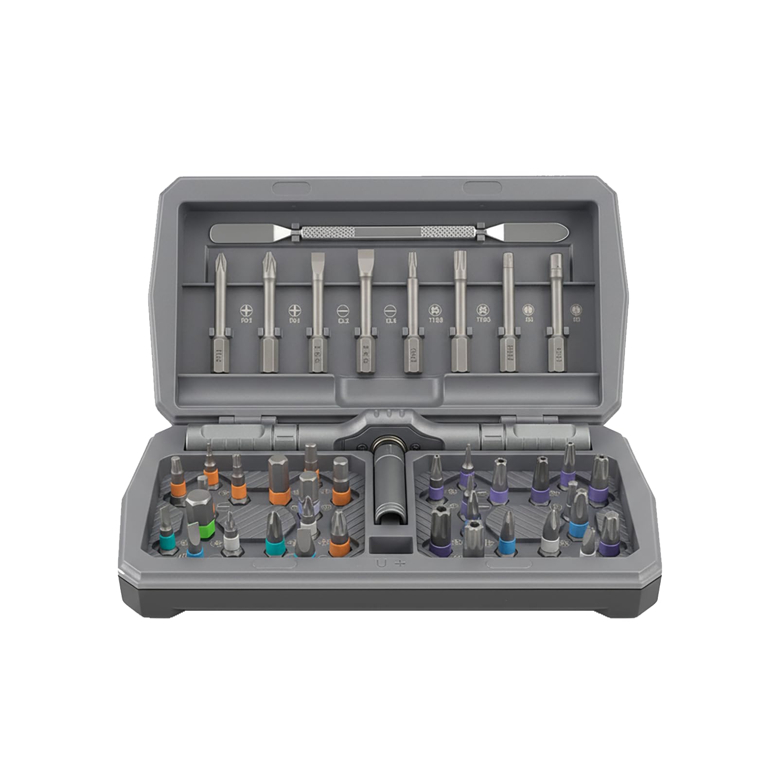 Set di cacciaviti magnetici a cricchetto con impugnatura a T, cacciavite a cricchetto multi-bit per elettronica, mobili, computer, biciclette e riparazioni fai da te (grigio)