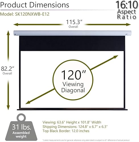 Miniatura 2 de Elite Screens Serie Saker, SK120XHW-E20, 120 pulgadas, 169 con caída de 20 pulgadas, pantalla de proyección eléctrica motorizada desplegable,