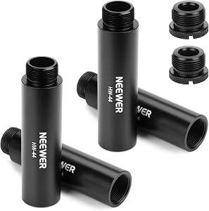 NEEWER Mic Stand Extension Accessories Kit 6 Pieces, Aluminum Alloy Microphone Holder Extender Buffer Tubes & 5/8" Male to 3/8" Female Screw Thread Mount Adapters for Boom Arm Desk Stand, HW-44