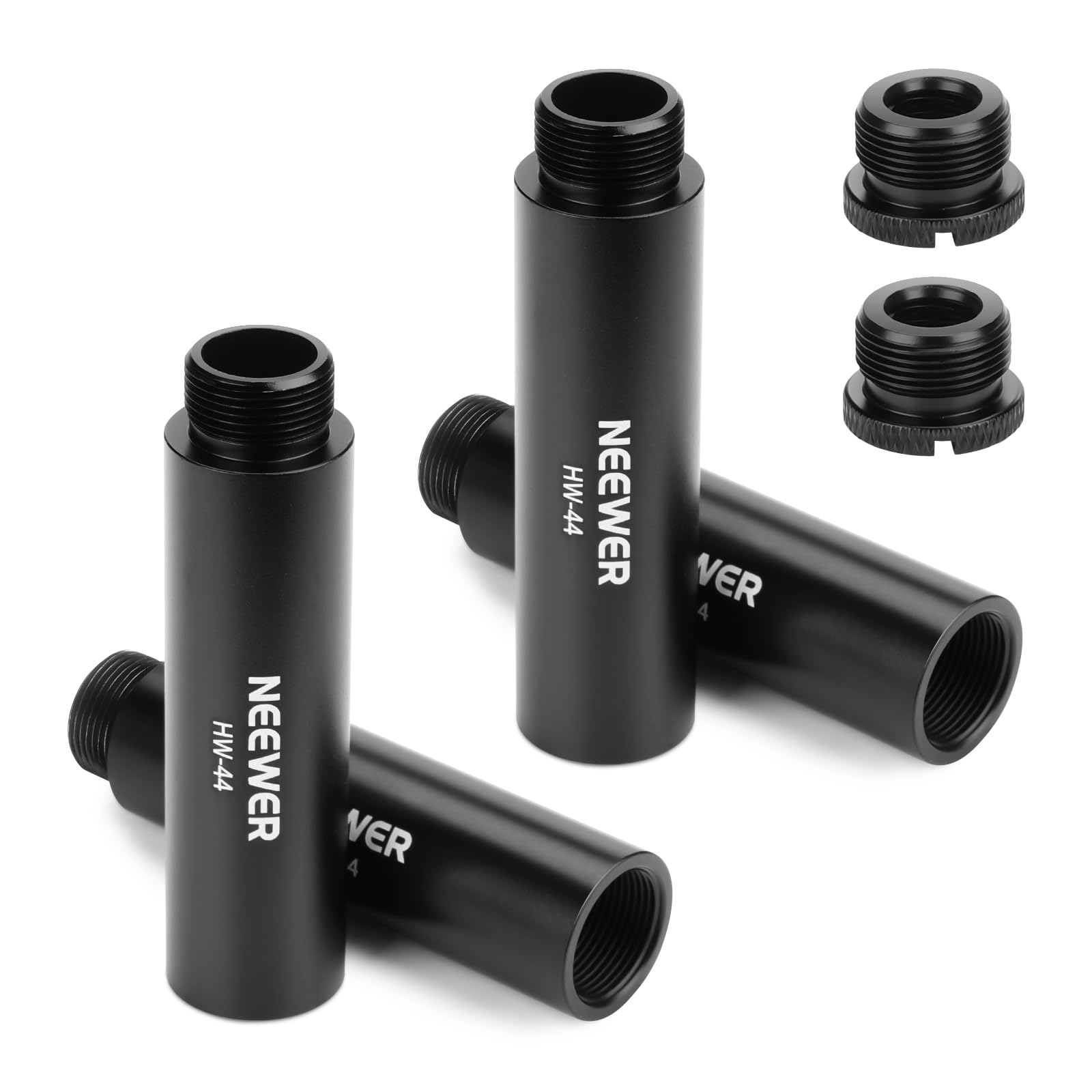 NEEWER Kit Accessori per Estensione di Supporto Mic (6 Pezzi), Tubi di Prolunga per Asta Microfono in Lega Alluminio e Adattatori da 5/8" Maschio a 3/8" Femmina per Braccio da Tavolo Boom Arm, HW-44