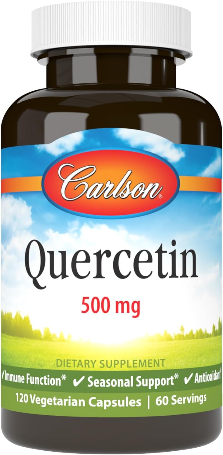 Carlson - Quercetin, 500 mg, Seasonal Support, Skin Health, Optimal Wellness, 120 Vegetarian Capsules