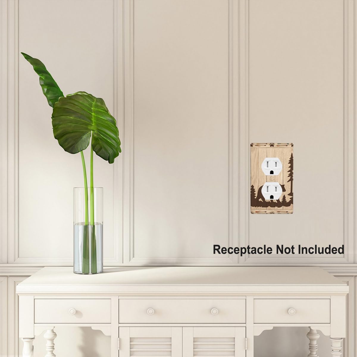 Wild Bear Outlet Covers Bear and Cabin Wood Rustic Duplex Receptacle Wall Plate Standard 1-Gang Home Decorative Office