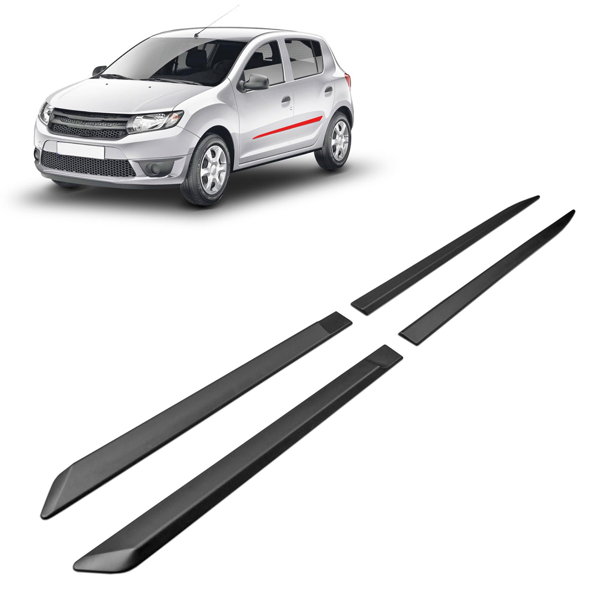 CHROMEMASTER | Schutzleisten für Autotüren Kompatibel mit Dacia Sandero II Hatchback 2013-2020 | Kunststoff Dekorative Seitenleisten schützen Lack und Fahrzeugtüren vor Kratzer und Beschädigung