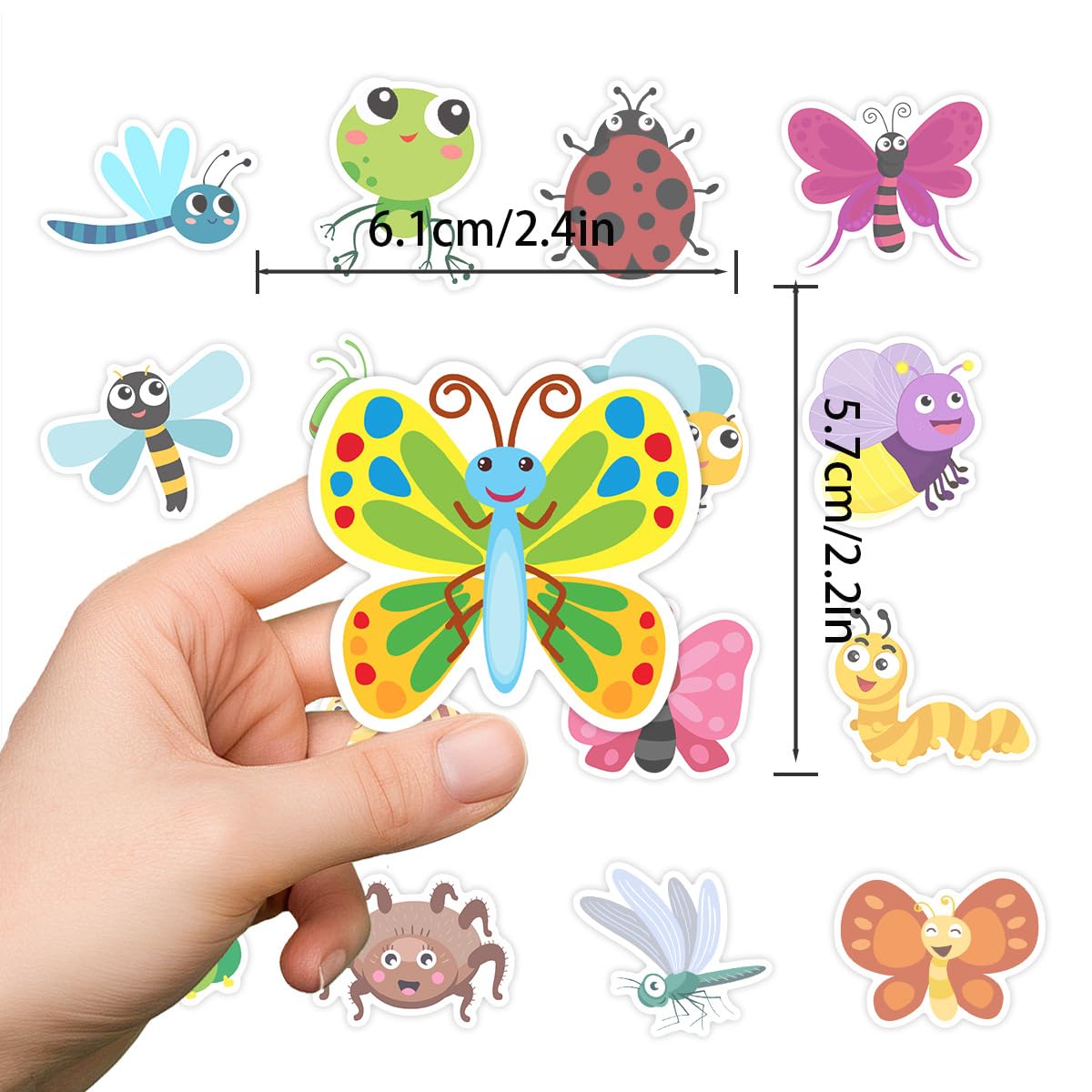 50PCS Cartoon Insect Stickers for Water Bottle,Scrapbook,Laptop,Bike,Cup,Luggage,Guitar,Helmet,Caterpillar Bee Waterproof Vinyl Sticker,Adults Kids Decals,Butterfly Cute Aesthetic Graffiti Decal - Image 4