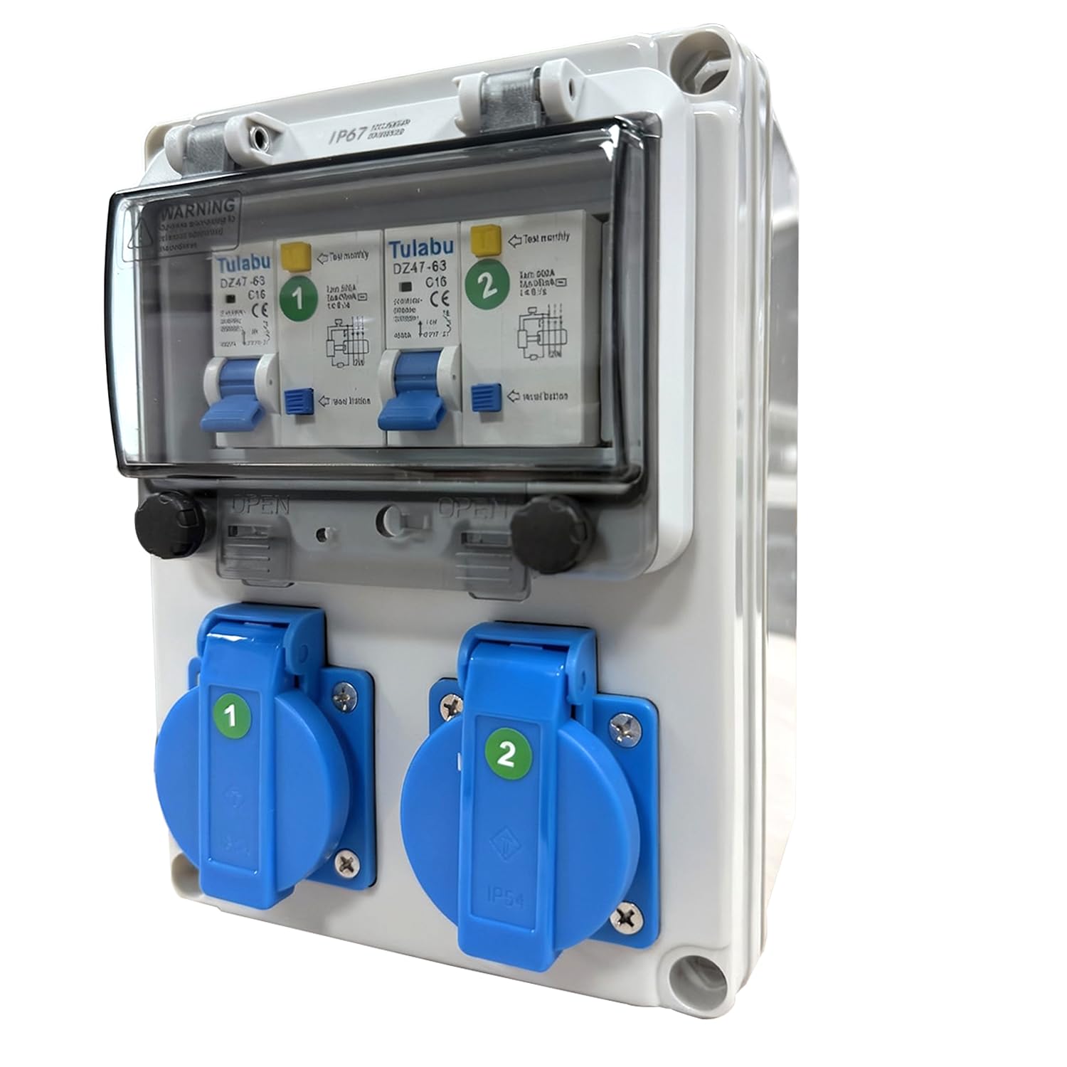 Distributore di Corrente da Paret 16 A, Distributore di Alimentazione Impermeabile 230 V, Quadro Elettrico da Cantiere con Interruttore di Protezione, per Officina, Fabbrica