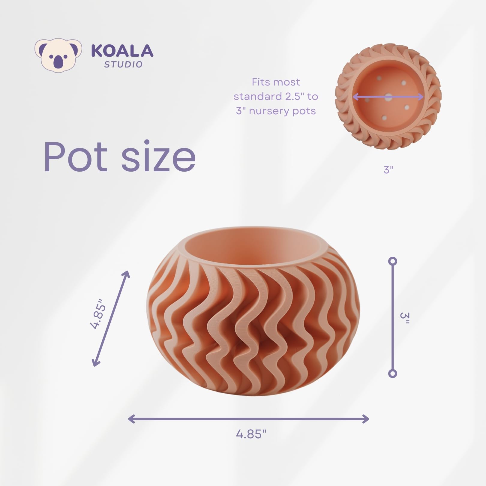 Koala Studio Brume, Indoor Decorative Pot for Synthetic Plants Succulents & Cacti - Image 4