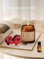 Vista 2 de Velas perfumadas, vela perfumada en tarro grande de 16 onzas, vela de cera de soja rosa con 100 horas de tiempo de combustión, vela de aromaterapia
