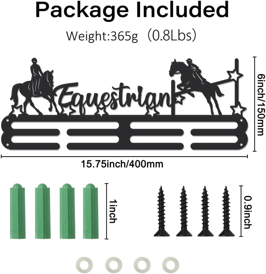 SUPERDANT Equestrianism Medal Hanger Display Men Horse Stars Sports Medal Display Rack Awards Ribbon Holder Display Wall Hanging Athlete Gift Load Capacity About 10KG