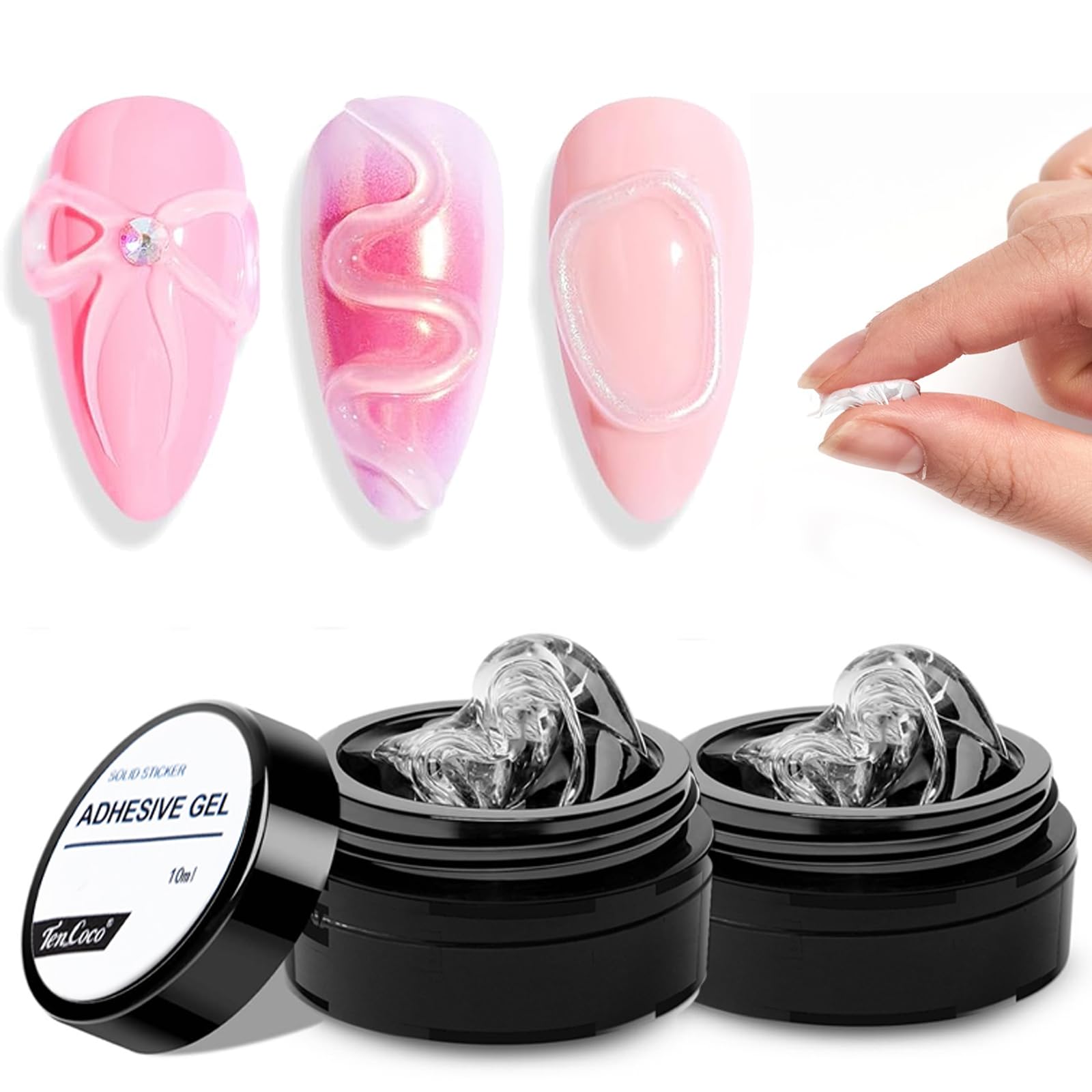 2PCS 3D Nail Gel, Clear Builder Gel, Sculpture Poly Gel Hard Gel, Nail Carving Gel, Non-stick Nail Extension Gel for Nail Painting Nail Art Design, Nail Decoration Manicure Nail Salon