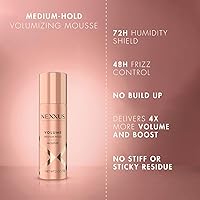 Vista 4 de Nexxus Mousse de viaje, Volumen Medio Hold 4-Pack – Escudo antihumedad 72 horas, control de encrespamiento 48 horas, fragancia rosa, 2 oz Ea