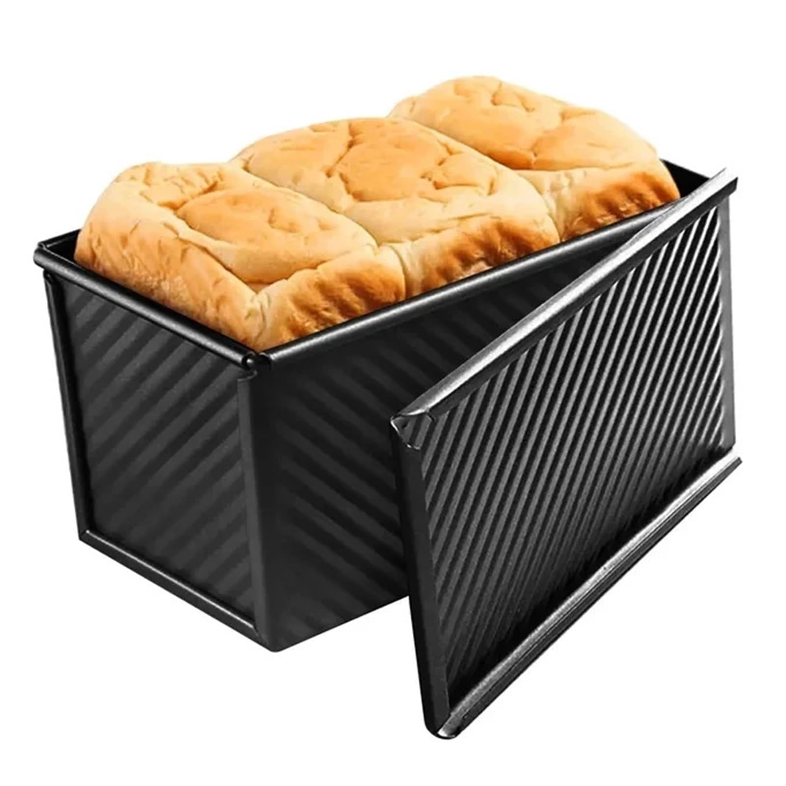Moule à pain rectangulaire noir avec couvercle pour cake et toast